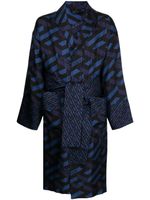 Versace robe de chambre en soie à motif Greca - Bleu - thumbnail