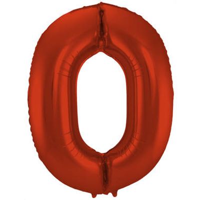 Folieballon Rood Metallic Mat Cijfer 0 - 86 cm