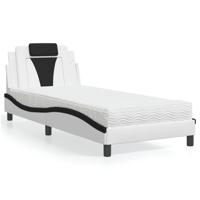 Bed "Viana" met matras kunstleer zwart en wit 80x200 cm