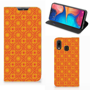 Samsung Galaxy A30 Hoesje met Magneet Batik Oranje