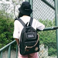 Schedel patroon Nylon Casual Double-schoudertas Messenger Bag (zwart)