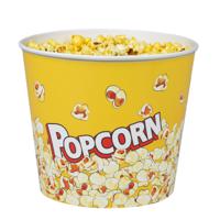 Popcorn bak - geel print - kunststof - D14 cm - 2.2 liter - herbruikbaar