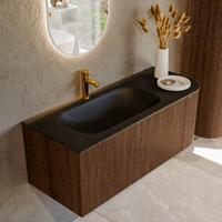 Badmeubel Mondiaz Kurve | 115 cm | Meubelkleur Walnut | Wastafelkleur Urban | Links spoelbak | 1 kraangat