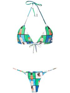 Amir Slama pièce bikini à imprimé graphique - Multicolore