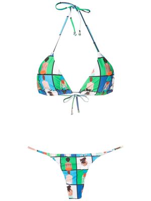 Amir Slama pièce bikini à imprimé graphique - Multicolore