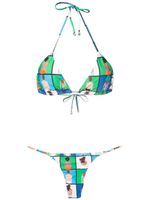 Amir Slama pièce bikini à imprimé graphique - Multicolore