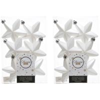 Decoris kersthanger sterren - 12x st - wit - 7 cm - kunststof - kerstornamenten Decoris kersthanger sterren - 12x st - wit - 7 cm - kunststof - kerstornamenten