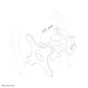 Neomounts FPMA-W250BLACK 1-voudig Monitor-tafelbeugel 25,4 cm (10) - 76,2 cm (30) Kantelbaar, Zwenkbaar Zwart