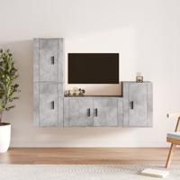 4-delige Tv-meubelset bewerkt hout betongrijs