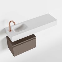 Toiletmeubel Mondiaz Andor | 100 cm | Meubelkleur Smoke | Lex vrijhangend wastafel Talc Links | 1 kraangat