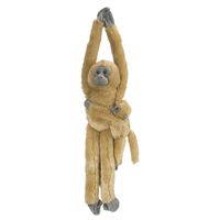 Bruine hangende Hoelmans aap/apen met jonkie knuffel 51 cm knuffeldieren   -
