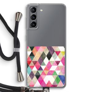 Gekleurde driehoekjes: Samsung Galaxy S21 Transparant Hoesje met koord