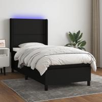 Boxspring met matras en LED stof zwart 90x200 cm