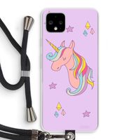 Roze eenhoorn: Pixel 4 XL Transparant Hoesje met koord