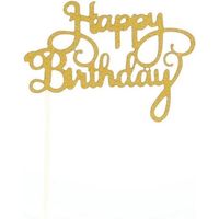 Cake topper happy birthday glitter Goud Taartversiering - thumbnail