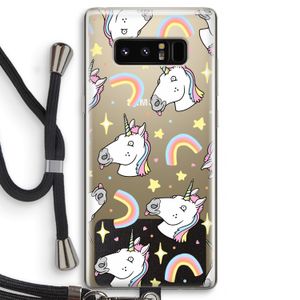 Rainbow Unicorn: Samsung Galaxy Note 8 Transparant Hoesje met koord