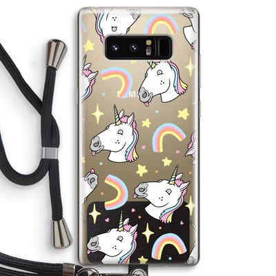 Rainbow Unicorn: Samsung Galaxy Note 8 Transparant Hoesje met koord