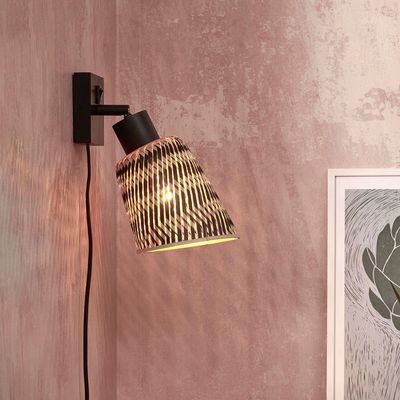 GOOD&MOJO Wandlamp 'Java' Bamboe, kleur Zwart/Naturel