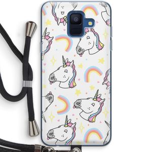 Rainbow Unicorn: Samsung Galaxy A6 (2018) Transparant Hoesje met koord