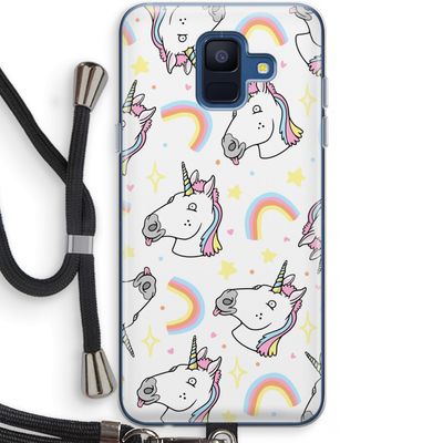 Rainbow Unicorn: Samsung Galaxy A6 (2018) Transparant Hoesje met koord