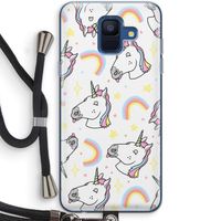 Rainbow Unicorn: Samsung Galaxy A6 (2018) Transparant Hoesje met koord