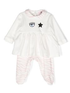 Chiara Ferragni Kids pyjama en coton à logo imprimé - Blanc