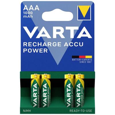Varta RECH.AC.Power AAA1000mAh BLI4 Oplaadbare AAA batterij (potlood) NiMH 1000 mAh 1.2 V 4 stuk(s)