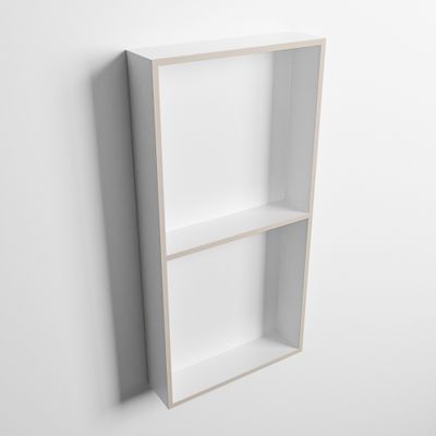 MONDIAZ EASY Nis 59,5x29,5cm in solid surface kleur Linen | Talc. 2 vakken geschikt voor in- of opbouw