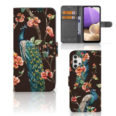 Samsung Galaxy A32 4G | Telefoonhoesje | Met pasjeshouder | Pauw met Bloemen