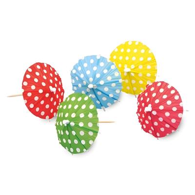 Ijsparasols - 10x st - hout/papier - IJs/hapjes parasols - cocktailprikkers - prikkers
