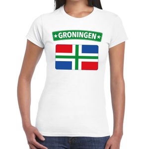 Groningen vlag t-shirt wit voor dames