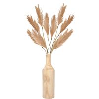Decoratie pampasgras kunst pluimen in houten vaas - lichtbruin - 98 cm - Kunsttakken