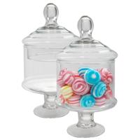 Gerimport snoeppot/voorraadpot Lisa - 2x - glas - D12,5 x H23 cm - transparant - decoratie Gerimport snoeppot/voorraadpot Lisa - 2x - glas - D12,5 x H23 cm - transparant - decoratie