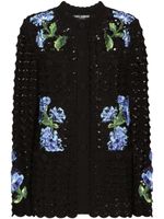 Dolce & Gabbana logo-embroidered crocheted cardigan - Noir