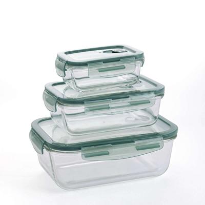 Set Lunchboxen Quid Minimal Groen Glas 330 ml 800 ml 1,8 L 3 Onderdelen