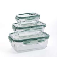Set Lunchboxen Quid Minimal Groen Glas 330 ml 800 ml 1,8 L 3 Onderdelen