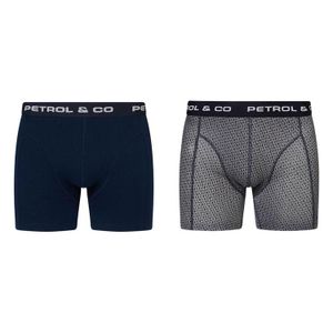 Petrol Onderbroek - Petrol Industries - 2-pack Boxershorts - Blauw - Wit