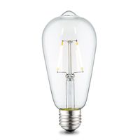 Edison Vintage E27 LED filament lichtbron Drop | ST64 Deco | Retro LED lamp | 6.4/6.4/14cm | Helder | geschikt voor E27 fitting | 2W 160lm 3000K | warm wit licht