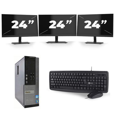 Dell Optiplex 3010 SFF - Intel Core i7-3e Generatie - 16GB RAM - 256GB SSD - Windows 10 + 3x 24 inch Monitor