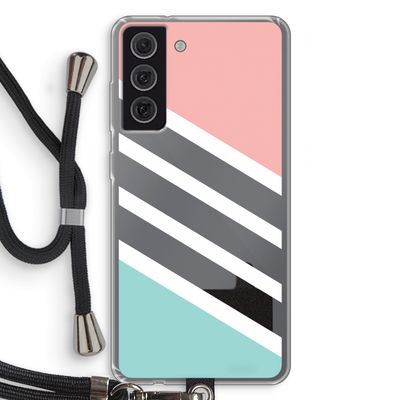 Strepen pastel: Samsung Galaxy S21 FE Transparant Hoesje met koord