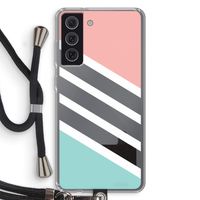 Strepen pastel: Samsung Galaxy S21 FE Transparant Hoesje met koord