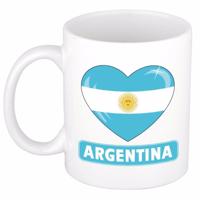 Hartjes vlag Argentinie koffiemok - drink beker - white - 300 ml - supporters