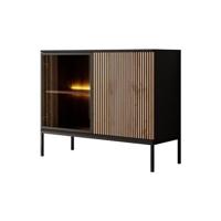 Meubella Dressoir Legend - Mat zwart - Eiken - 104 cm - thumbnail