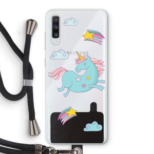 Vliegende eenhoorn: Samsung Galaxy A70 Transparant Hoesje met koord