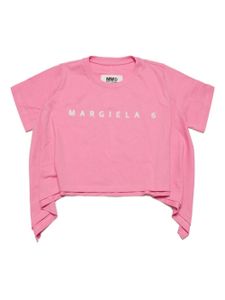 MM6 Maison Margiela Kids t-shirt asymétrique à logo imprimé - Rose