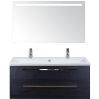Seville Badmeubelset 120 cm - 2 Laden Black Oak - Wastafel Djazz Enkel 2 Kraangaten met Sence Spiegel