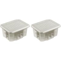 Kerstballen opbergbox - 3x stuks - zilver - 45 kerstballen - 24 liter - kunststof - opbergen - oprui