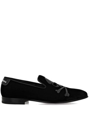 Philipp Plein mocassins en velours à broderies 20 mm - Noir