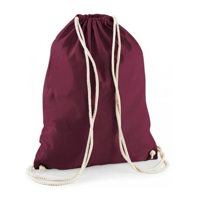 Gymtas sport/zwemmen - rugzak - bordeaux rood - met rijgkoord - 46x37 cm - katoen - 12 liter