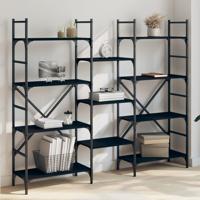 Boekenkast 160x28,5x136,5 cm bewerkt hout zwart - thumbnail